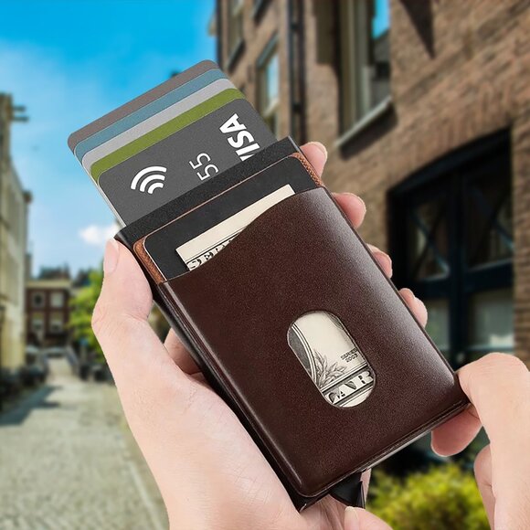 Leather Pop Up Card Holder | Leather Wallet | RFID Blocking | Minimalist Wallet - Picture 3 of 6